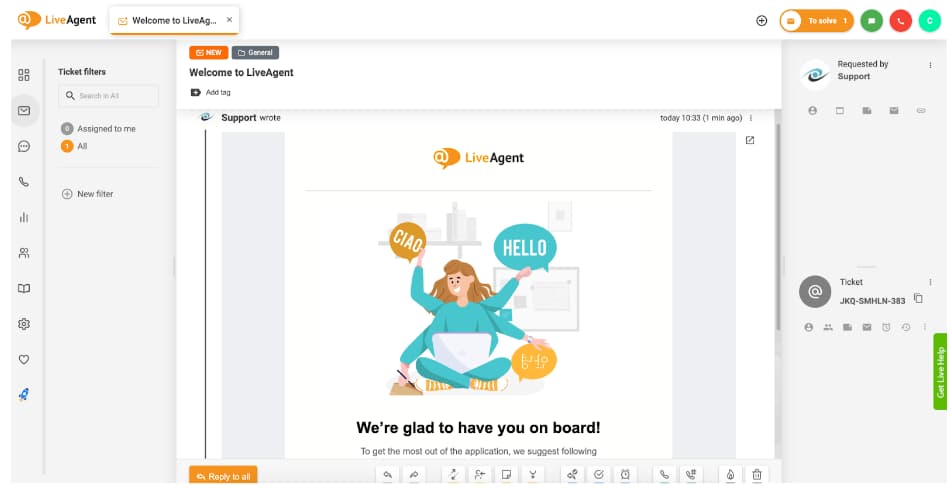 screenshot of live agent customer engagement software